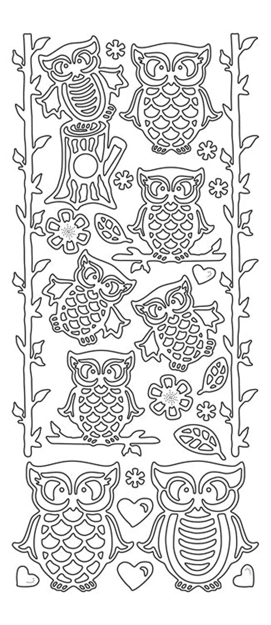 Peel-Offs Stickers Peel-Off Stickers - Owls & Twigs - Silver